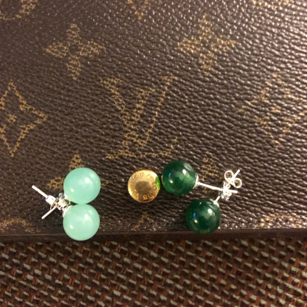 Jade silver earrings - Picture 7 of 10